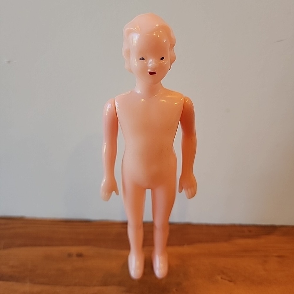 Vintage Celluloid Dollhouse Doll Mom Mother Moving Arms 5" T By‎ Sterling USA